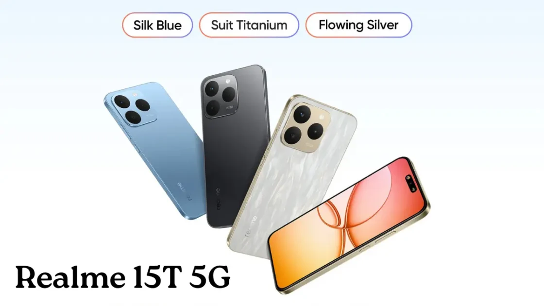 Realme 15T 5G भारत में लॉन्च: 7,000mAh बैटरी और 50MP सेल्फी कैमरा सिर्फ ₹18,999 में 1 Realme 15T 5G